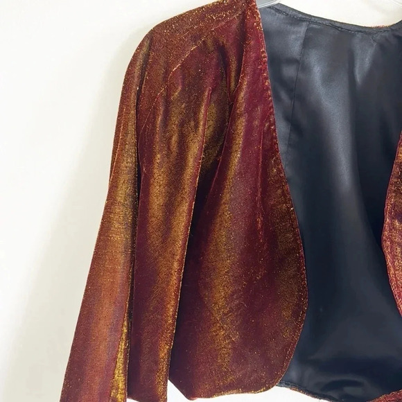 Metallic shimmery brown open front cardigan Bolero top size large - Picture 2 of 5